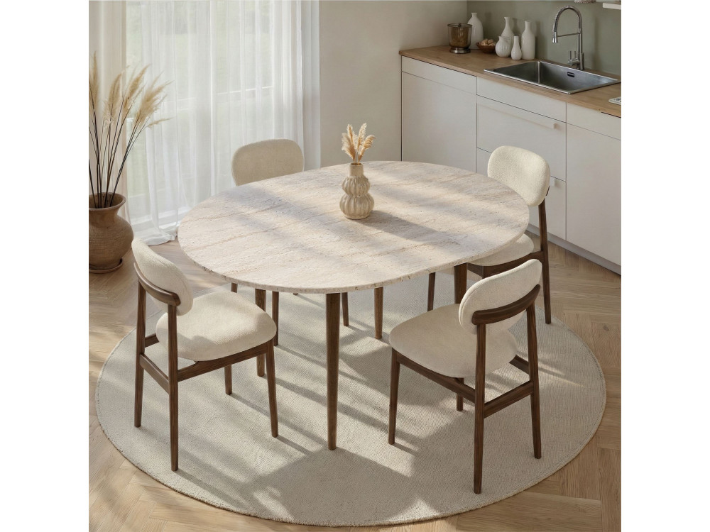 Tavolo da pranzo allungabile in legno "Viona" 100 x 100 x 75 cm - Travertino