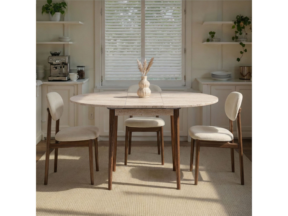 Tavolo da pranzo allungabile in legno "Viona" 100 x 100 x 75 cm - Travertino