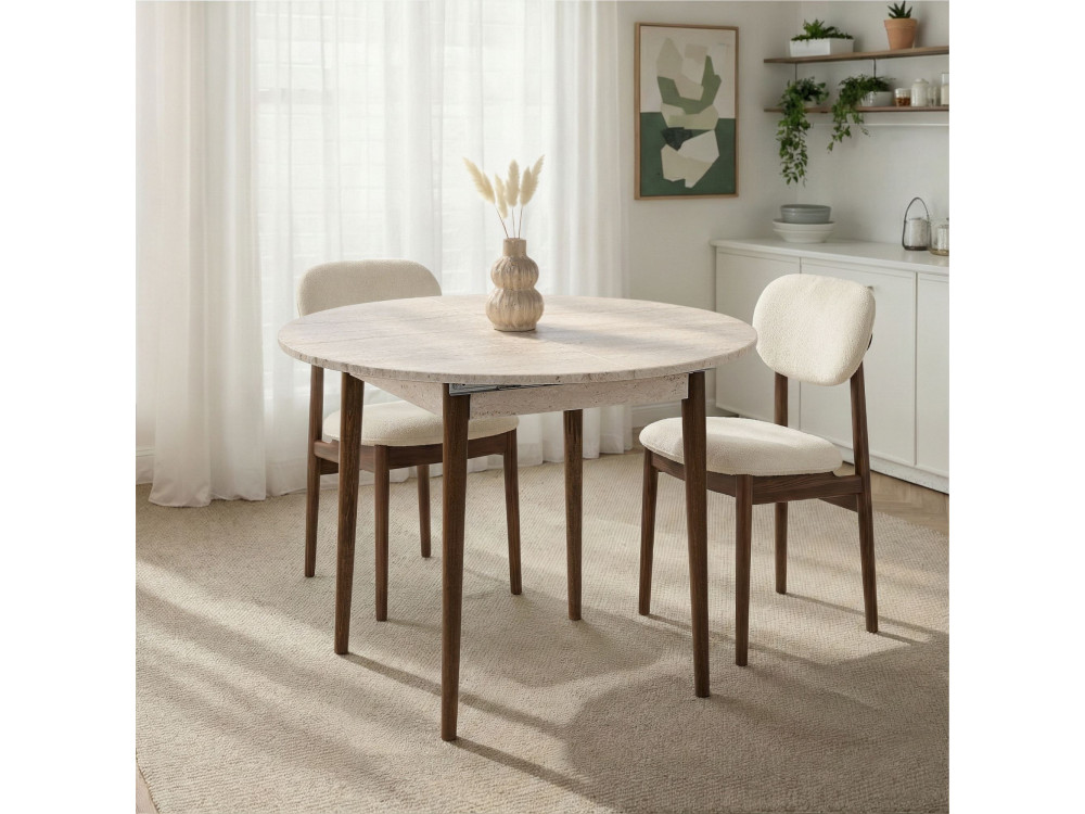Tavolo da pranzo allungabile in legno "Viona" 100 x 100 x 75 cm - Travertino