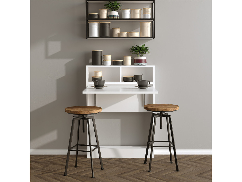 Tavolo da pranzo pieghevole in legno "Bracked" - 70 x 15 x 96 cm - Bianco