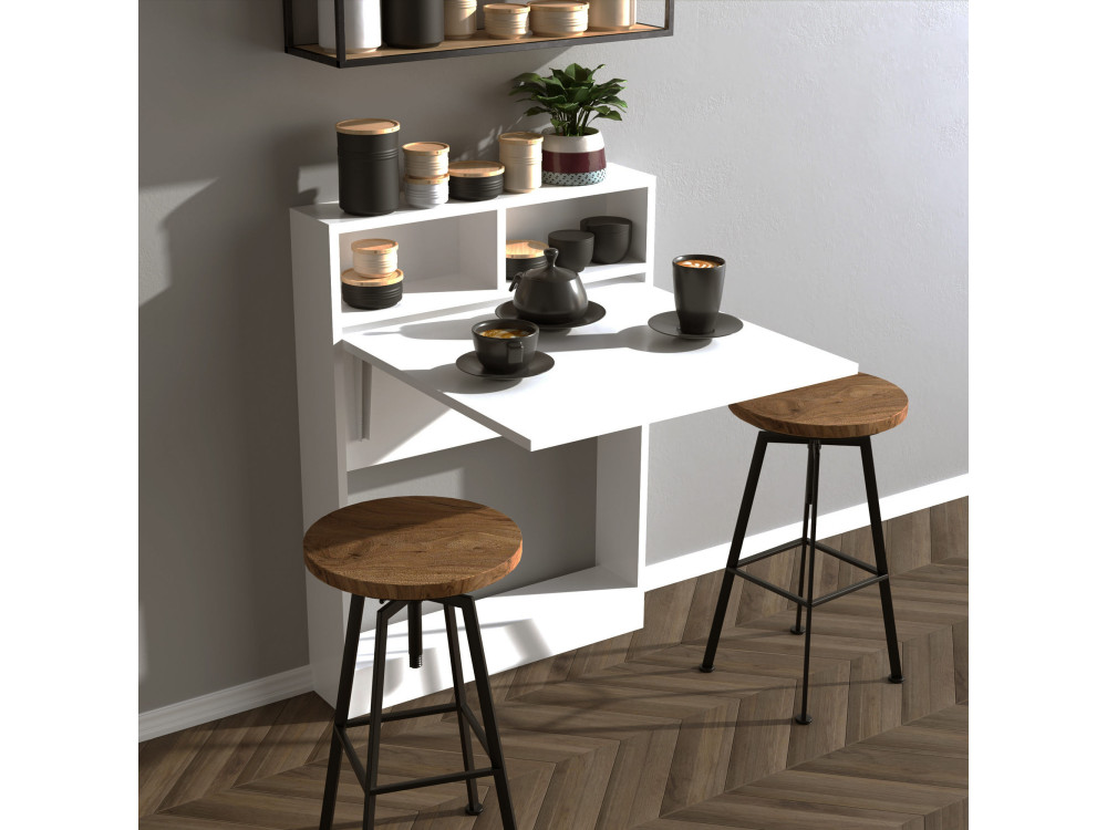 Tavolo da pranzo pieghevole in legno "Bracked" - 70 x 15 x 96 cm - Bianco