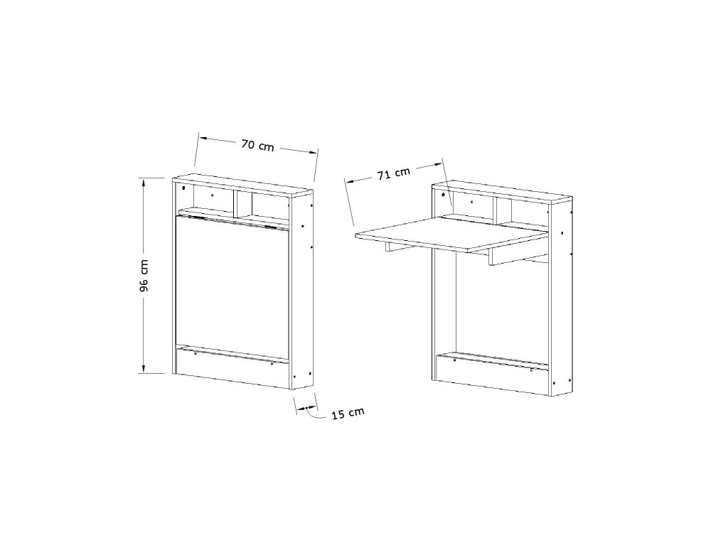 Tavolo da pranzo pieghevole in legno "Bracked" - 70 x 15 x 96 cm - Bianco