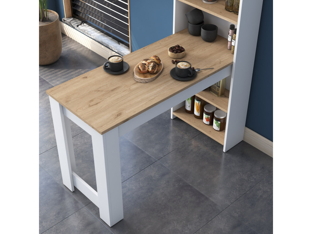 Tavolo da pranzo in legno "Jong" con ripiani - 120 x 54 x 154 cm - Marrone
