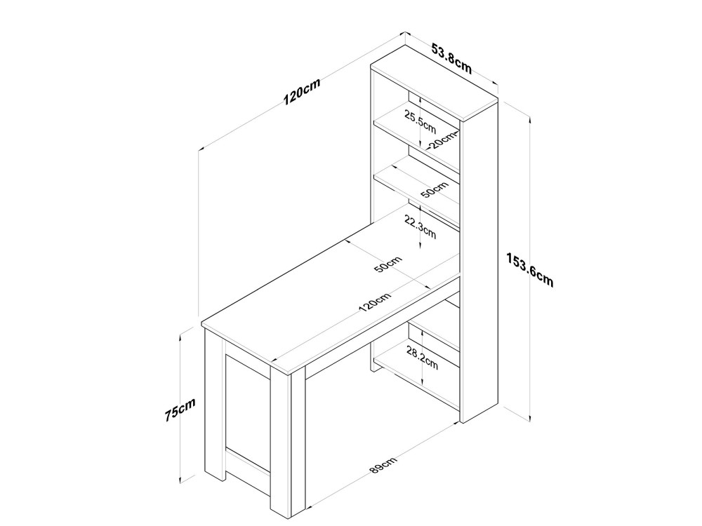 Tavolo da pranzo in legno "Jong" con ripiani - 120 x 54 x 154 cm - Marrone