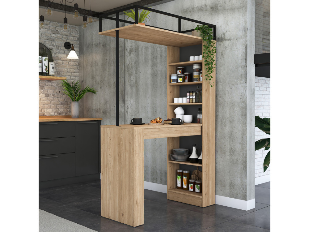 Tavolo da pranzo in legno "Jacob" con ripiani - 120 x 56 x 199 cm - Marrone