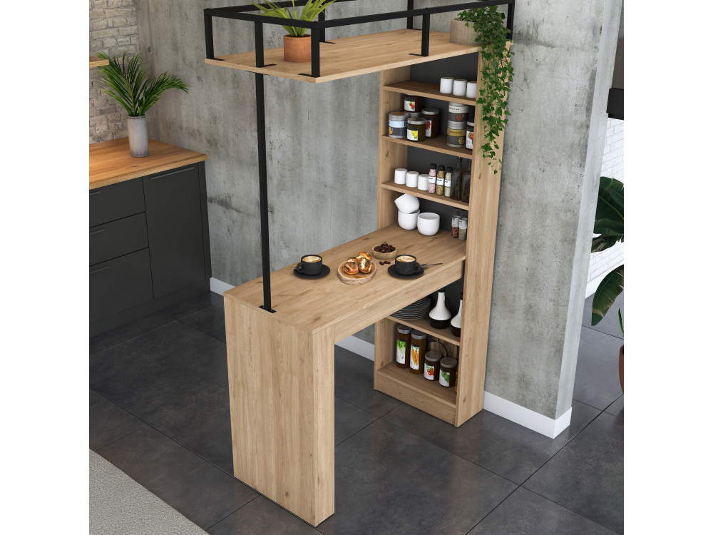 Tavolo da pranzo in legno "Jacob" con ripiani - 120 x 56 x 199 cm - Marrone