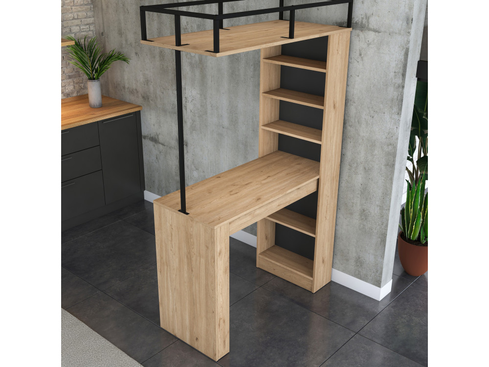 Tavolo da pranzo in legno "Jacob" con ripiani - 120 x 56 x 199 cm - Marrone