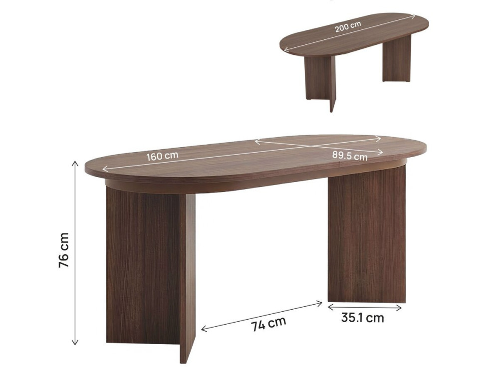 Tavolo da pranzo allungabile in legno 160/200 cm "Sorell" - 8 posti - Marrone