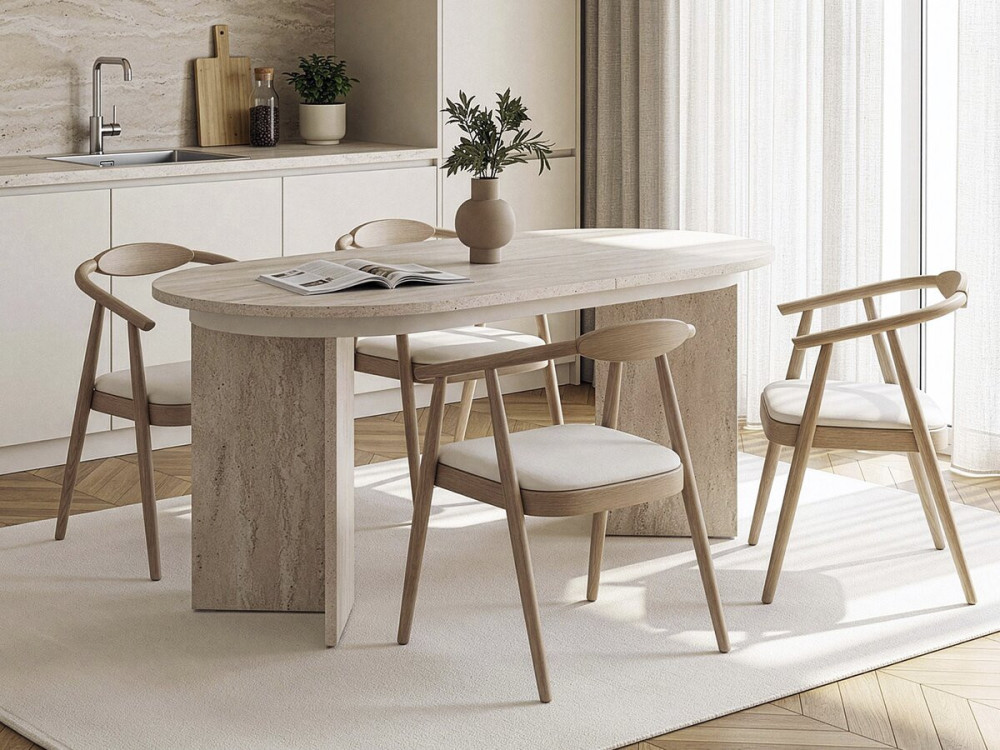 Tavolo da pranzo allungabile in legno 160/200 cm "Sorell" - 8 posti - Travertino