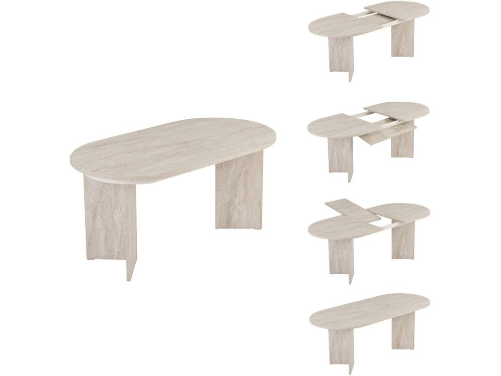 Tavolo da pranzo allungabile in legno 160/200 cm "Sorell" - 8 posti - Travertino