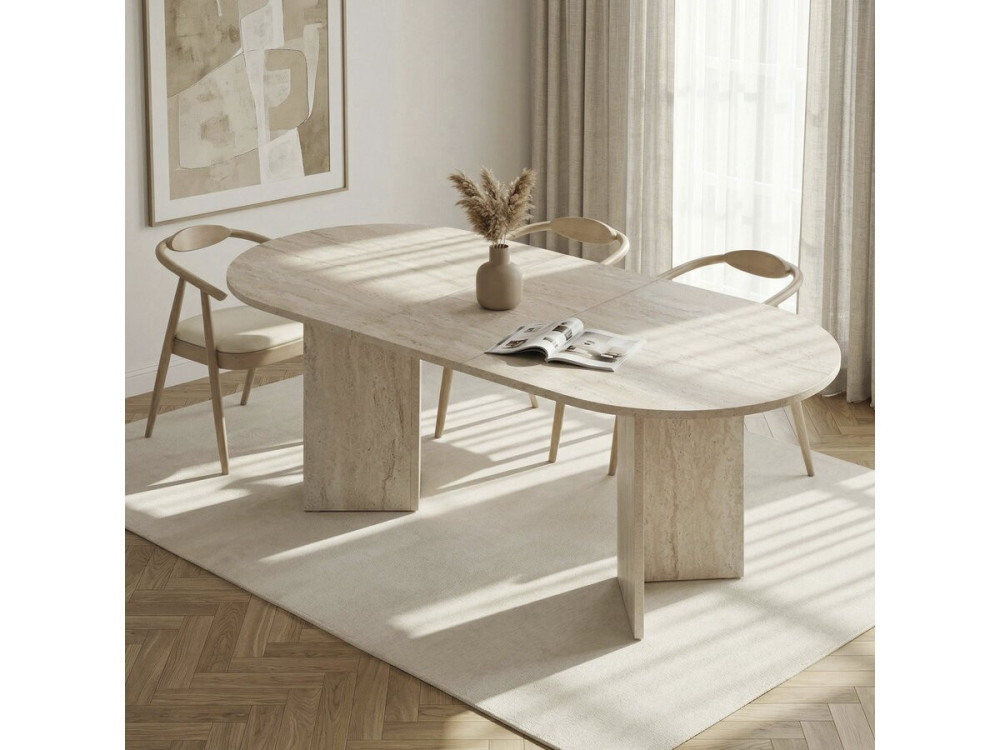 Tavolo da pranzo allungabile in legno 160/200 cm "Sorell" - 8 posti - Travertino