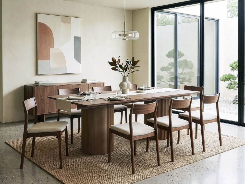 Tavolo da pranzo ovale in legno "Zénith" - 180 cm - 8 posti a sedere - Marrone
