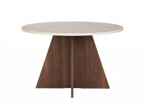 Tavolo da pranzo in legno "Virella" - 120 x 120 x 75 cm - Travertino
