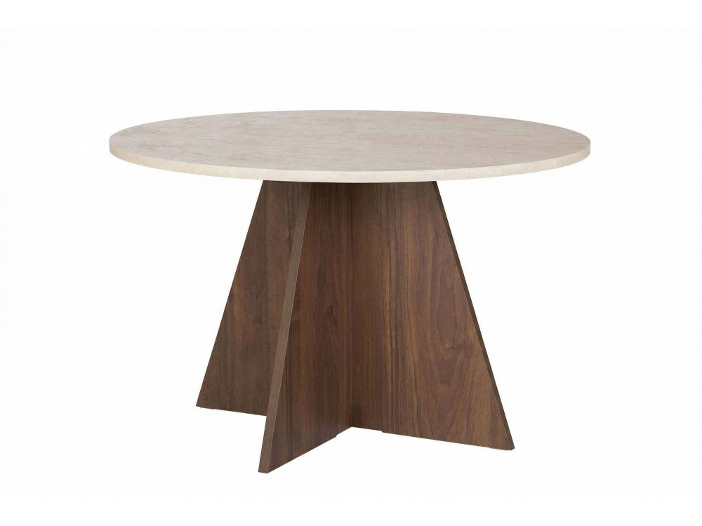 Tavolo da pranzo in legno "Virella" - 120 x 120 x 75 cm - Travertino