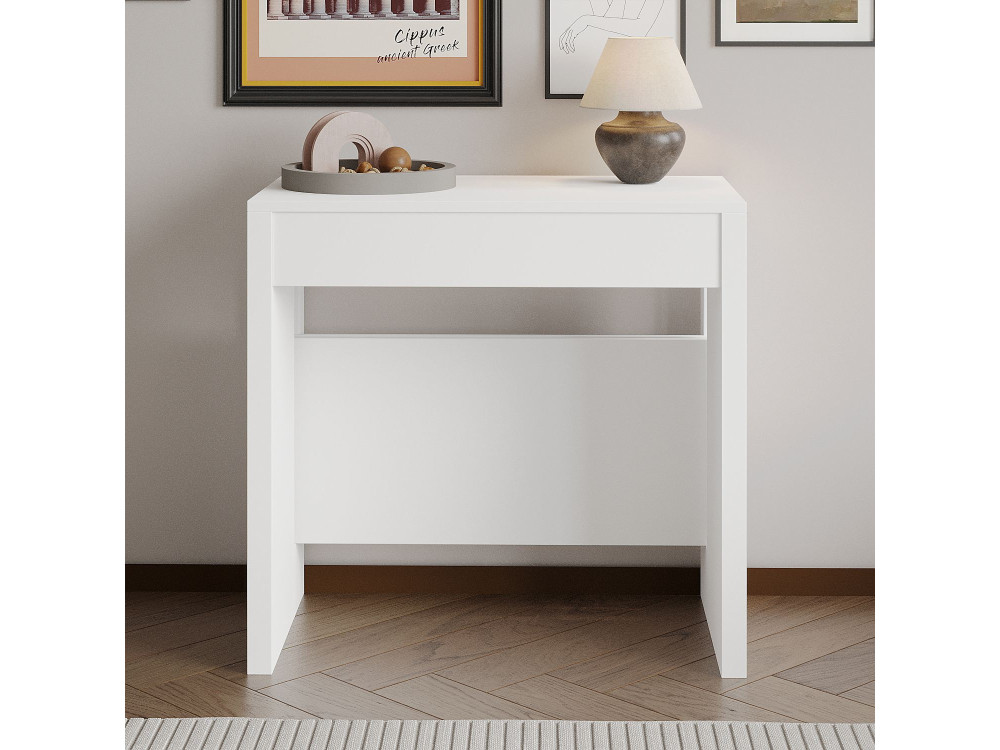 Tavolo da pranzo allungabile in legno "Nivo" - 80 x 44 x 76 cm - Bianco
