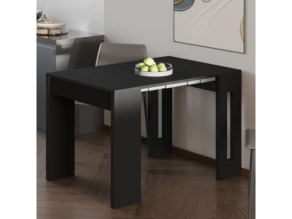 Tavolo da pranzo allungabile in legno "Nivo" - 80 x 44 x 76 cm - Nero