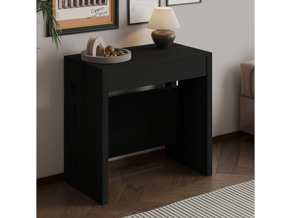 Tavolo da pranzo allungabile in legno "Nivo" - 80 x 44 x 76 cm - Nero