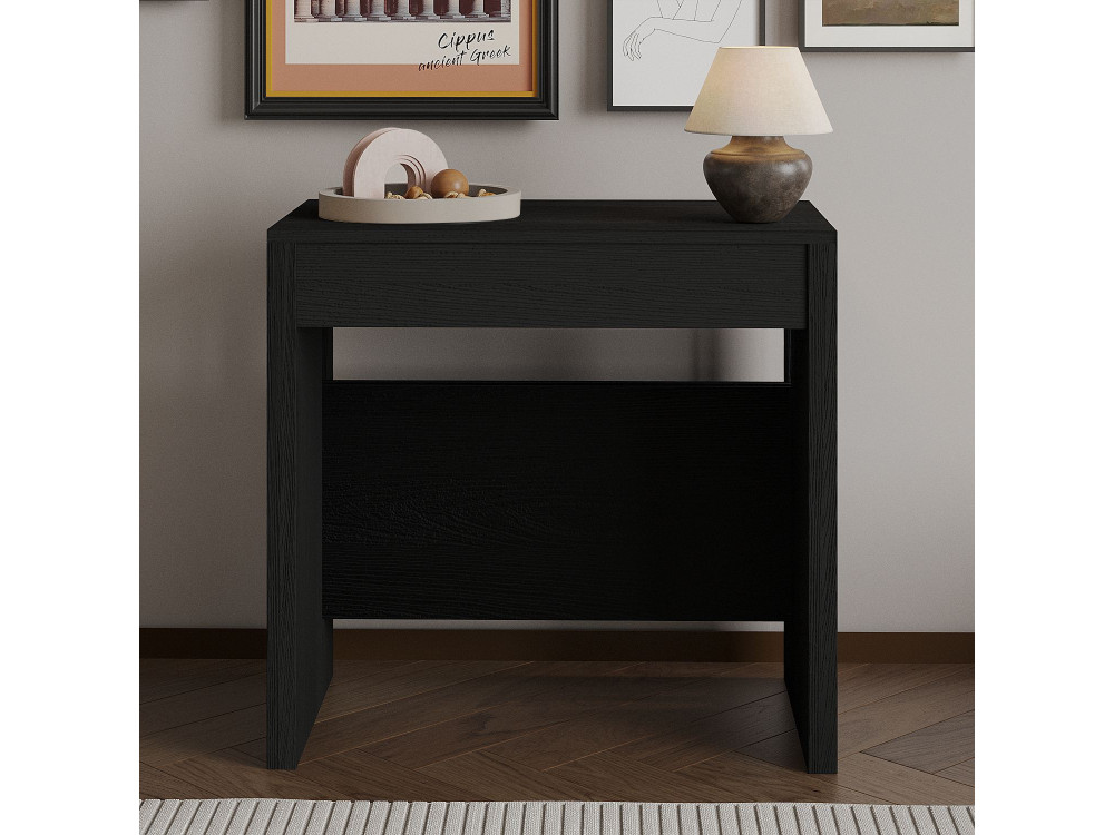 Tavolo da pranzo allungabile in legno "Nivo" - 80 x 44 x 76 cm - Nero
