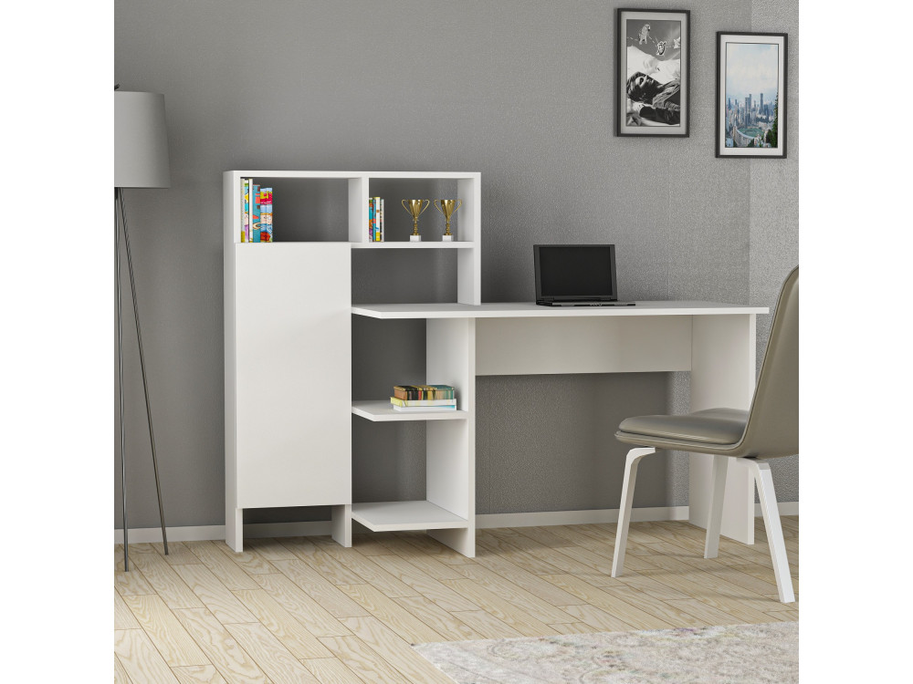 Scrivania in legno "Bugra" - 135 x 60 x 111 cm - Bianco