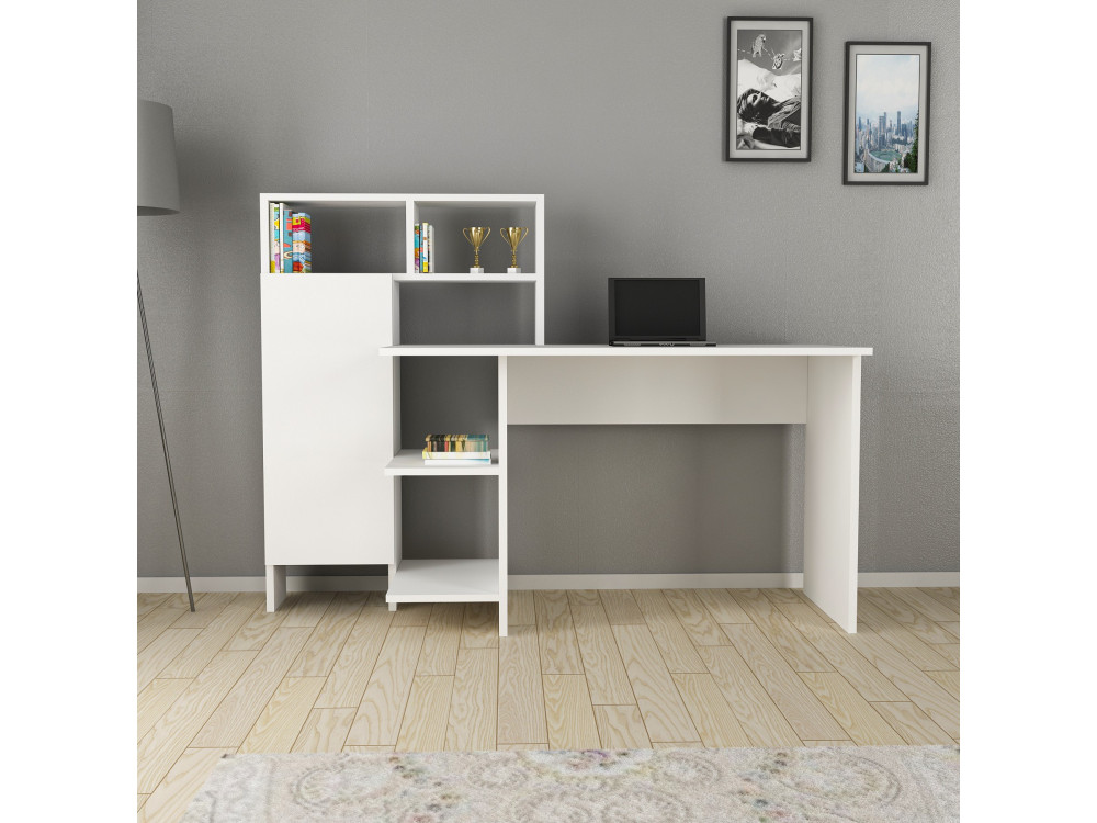 Scrivania in legno "Bugra" - 135 x 60 x 111 cm - Bianco