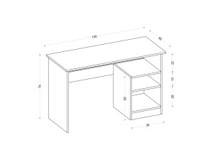 Scrivania in legno "Bahar" - 120 x 50 x 74 cm - Bianco