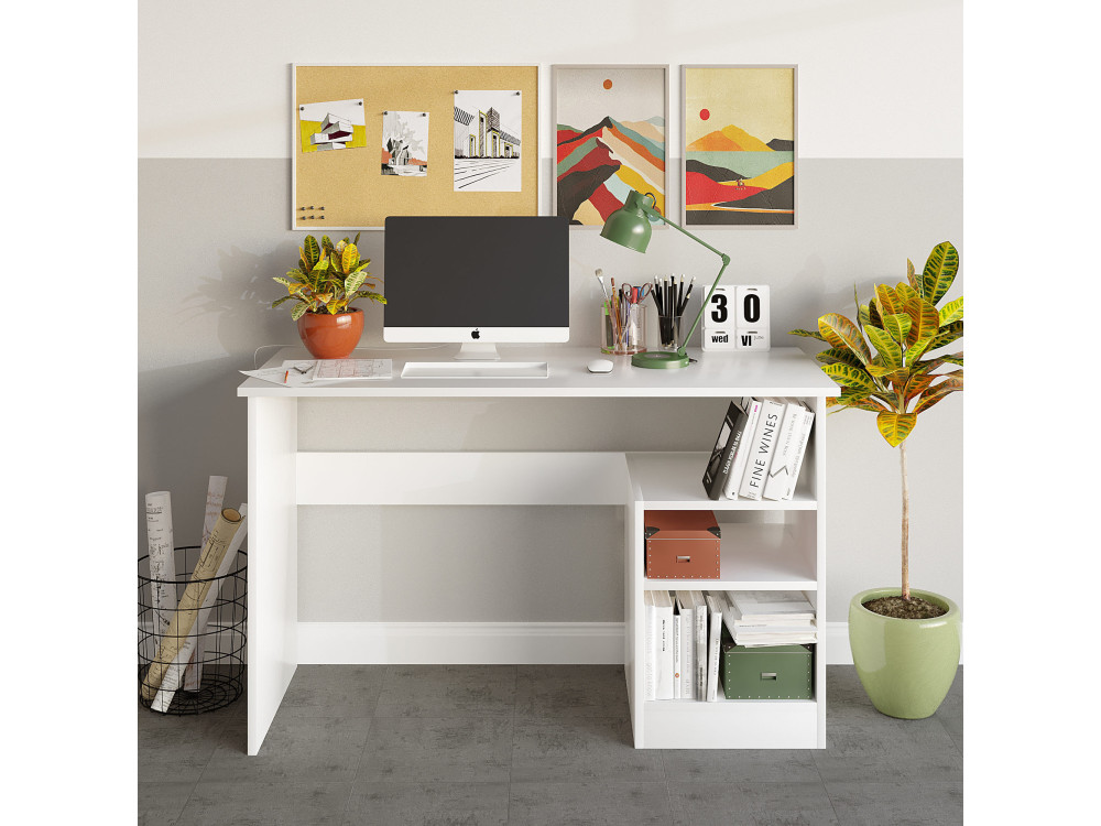 Scrivania in legno "Bahar" - 120 x 50 x 74 cm - Bianco