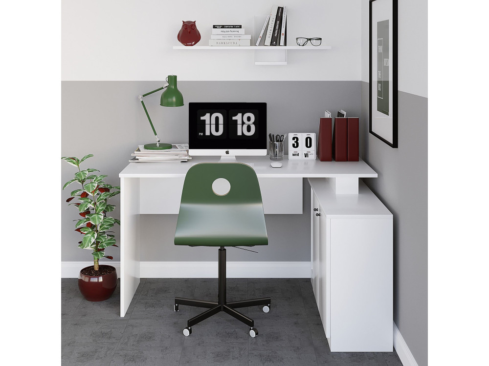 Bureau en bois "Basak" - 130 x 60 x 74 cm - Bianco