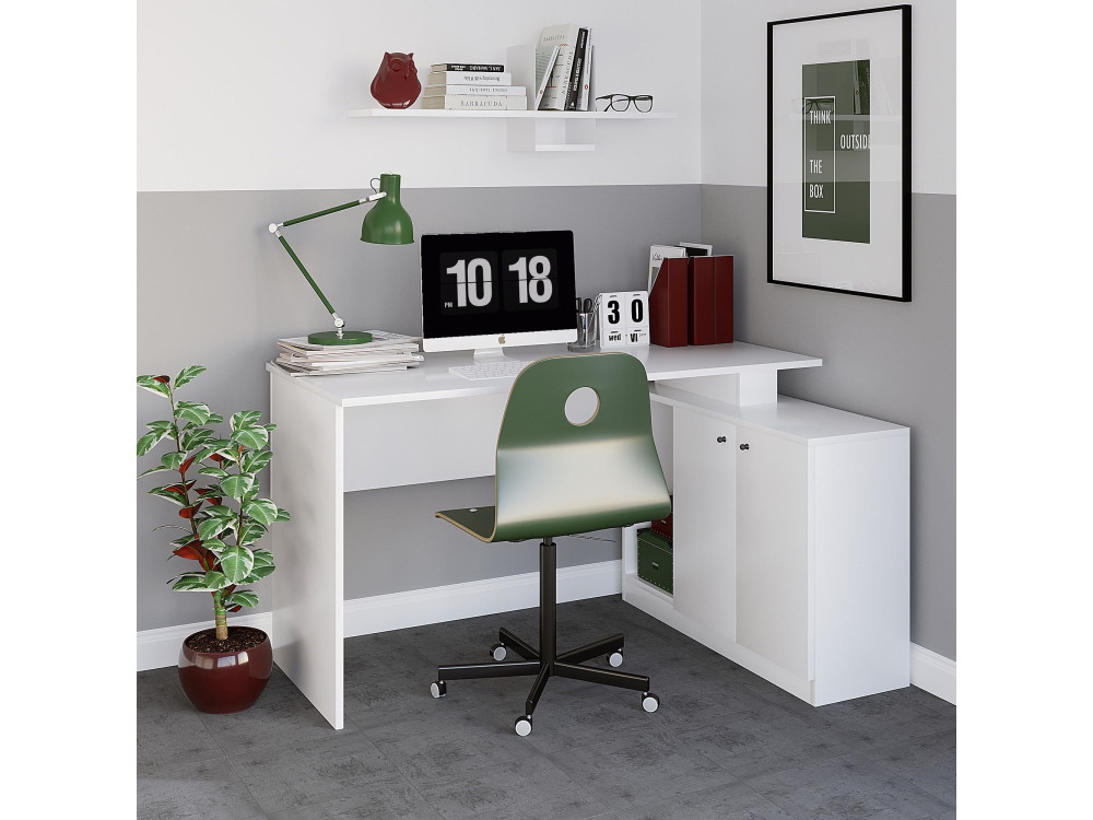 Bureau en bois "Basak" - 130 x 60 x 74 cm - Bianco