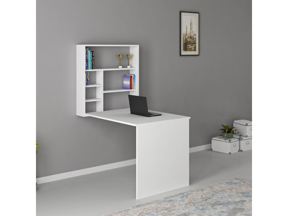 Bureau en bois "Sedir" - 90 x 59 x 154 cm - Bianco