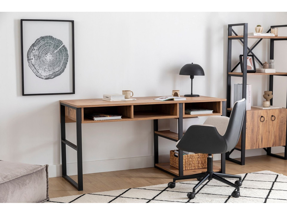 Scrivania in legno "Emro" - 150 x 58 x 75 cm - Noce nero