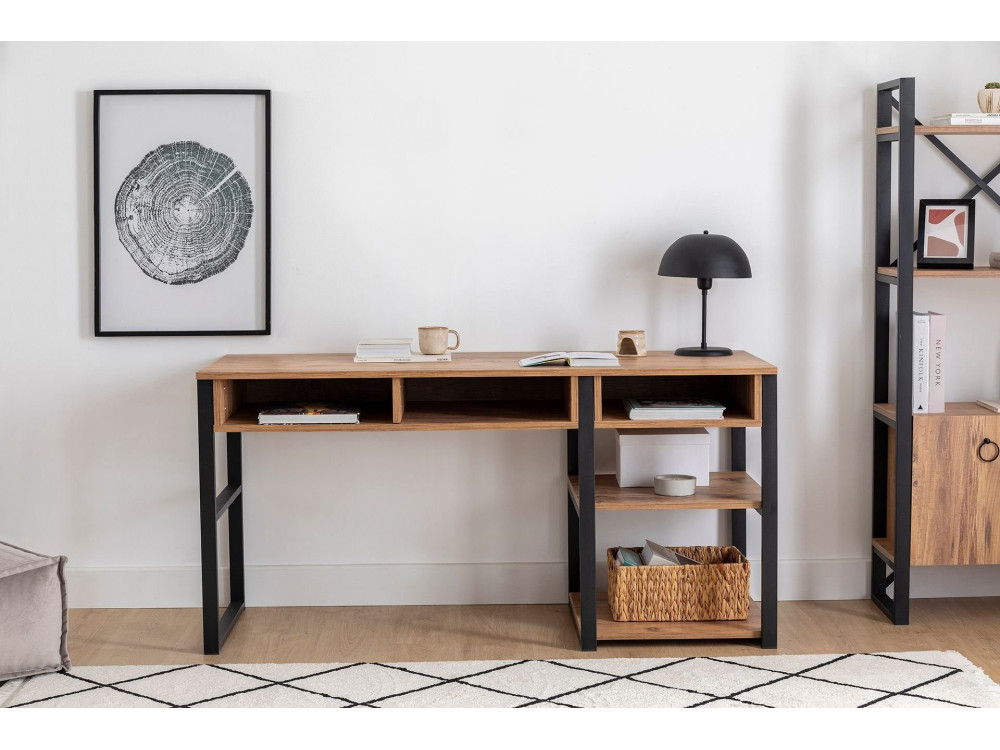 Scrivania in legno "Emro" - 150 x 58 x 75 cm - Noce nero