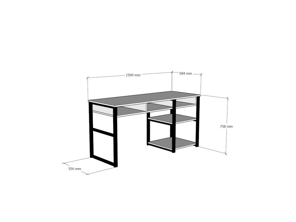 Scrivania in legno "Emro" - 150 x 58 x 75 cm - Noce nero