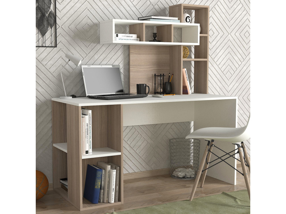 Bureau en bois "Corallo" - 140 x 60 x 153 cm - Cordoue blanche
