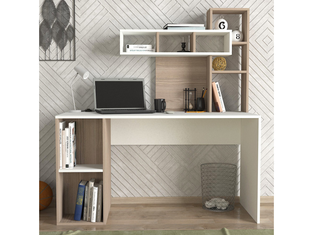 Bureau en bois "Corallo" - 140 x 60 x 153 cm - Cordoue blanche