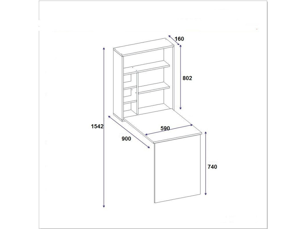 Scrivania in legno "Sedir" - 90 x 59 x 154 cm - Antracite