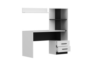 Scrivania in legno "Alaska" - 146 x 60 x 142 cm - Bianco, Nero