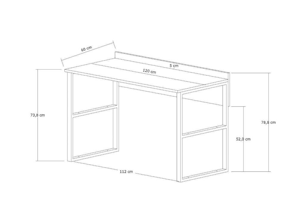 Scrivania in legno "Rana" - 120 x 75 x 60 cm - Noce, Nero