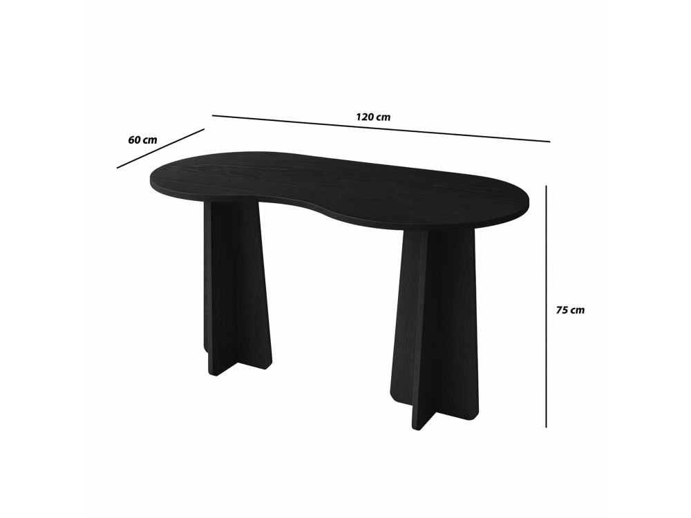 Scrivania in legno "infinita" 120 x 60 x 75 cm - Nero