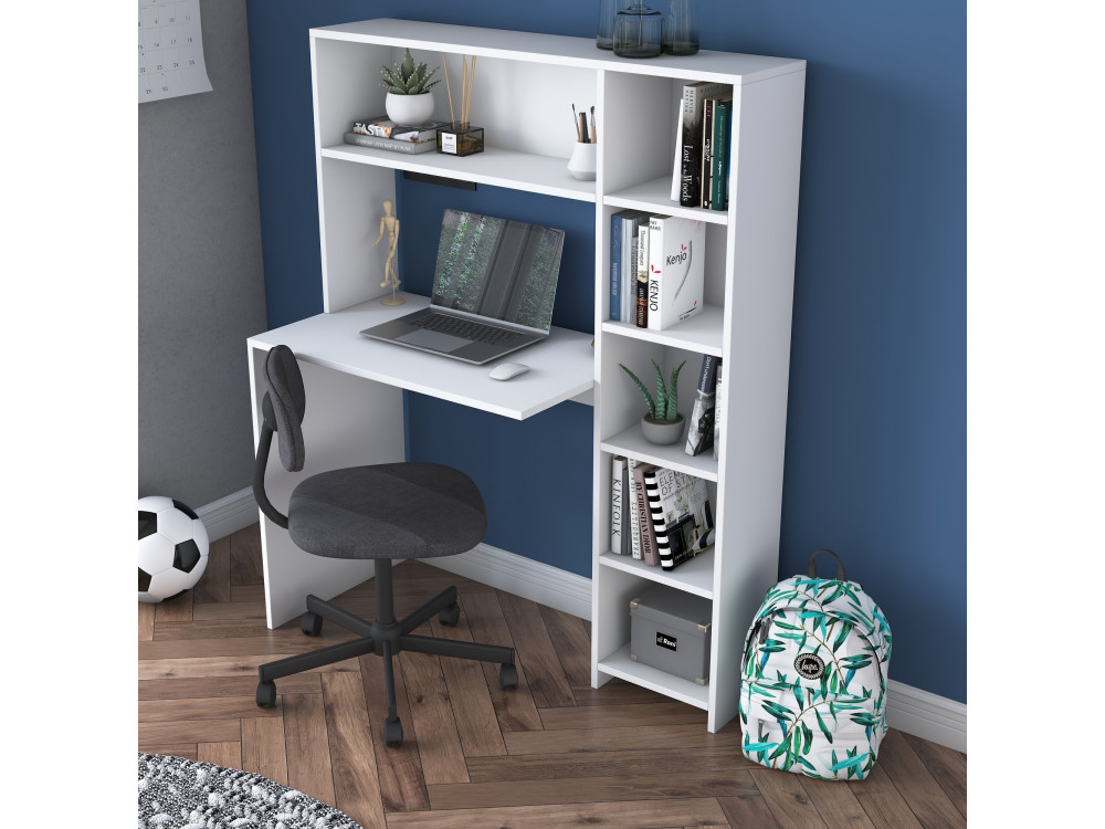Scrivania in legno "Haham" 113 x 40 x 142 cm - Bianco