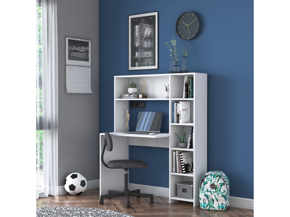 Scrivania in legno "Haham" 113 x 40 x 142 cm - Bianco