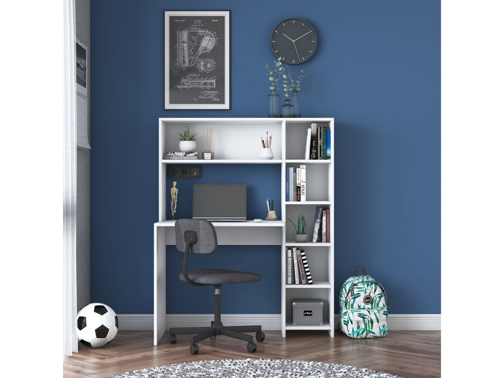 Scrivania in legno "Haham" 113 x 40 x 142 cm - Bianco