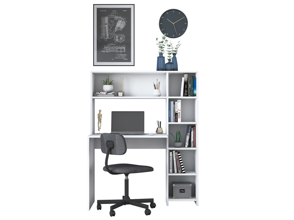 Scrivania in legno "Haham" 113 x 40 x 142 cm - Bianco