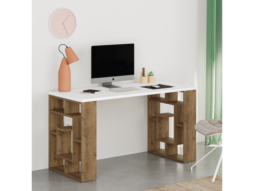 Scrivania in legno "Maze" 140 x 60 x 75 cm - Bianco
