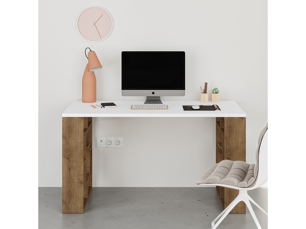 Scrivania in legno "Maze" 140 x 60 x 75 cm - Bianco
