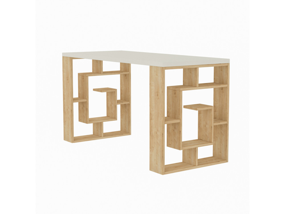 Scrivania in legno "Maze" 140 x 60 x 75 cm - Bianco