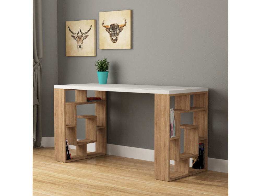 Scrivania in legno "Maze" 140 x 60 x 75 cm - Bianco