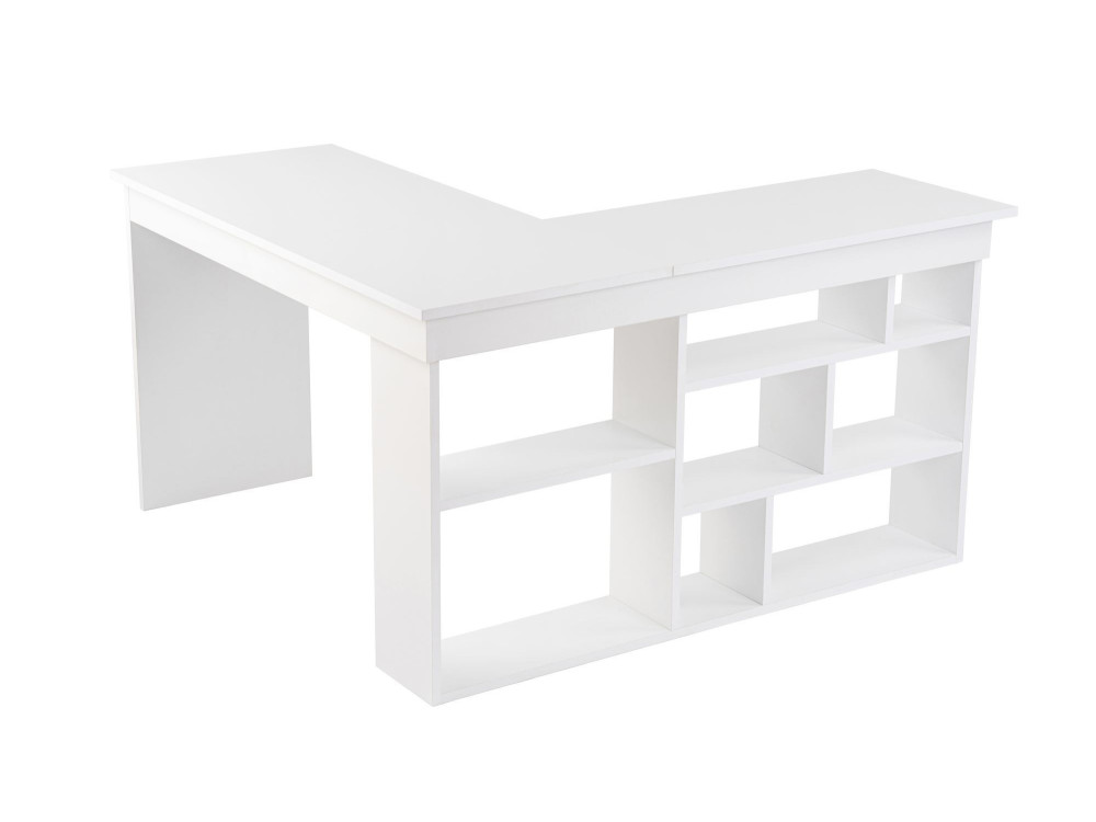 Scrivania in legno "Vesper" 130 x 120 x 72 cm - Bianco naturale
