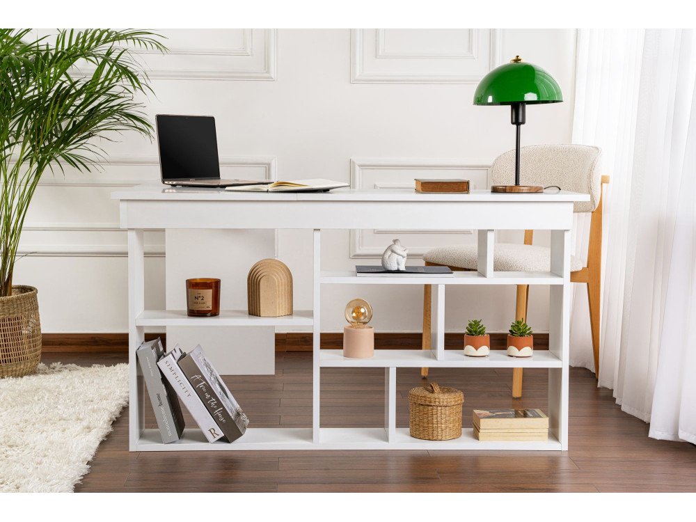 Scrivania in legno "Vesper" 130 x 120 x 72 cm - Bianco naturale