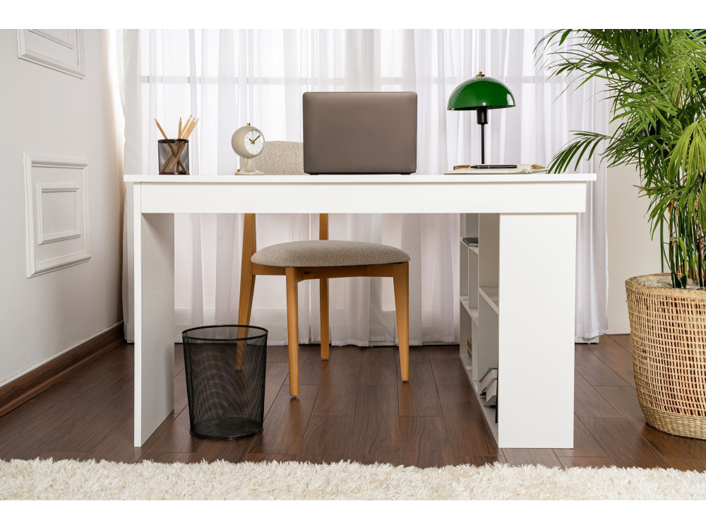 Scrivania in legno "Vesper" 130 x 120 x 72 cm - Bianco naturale
