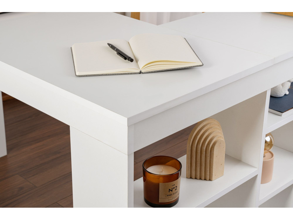 Scrivania in legno "Vesper" 130 x 120 x 72 cm - Bianco naturale